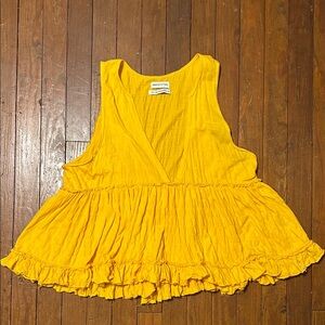 Urban Outfitters Mustard Ruffle Hem Blouse
